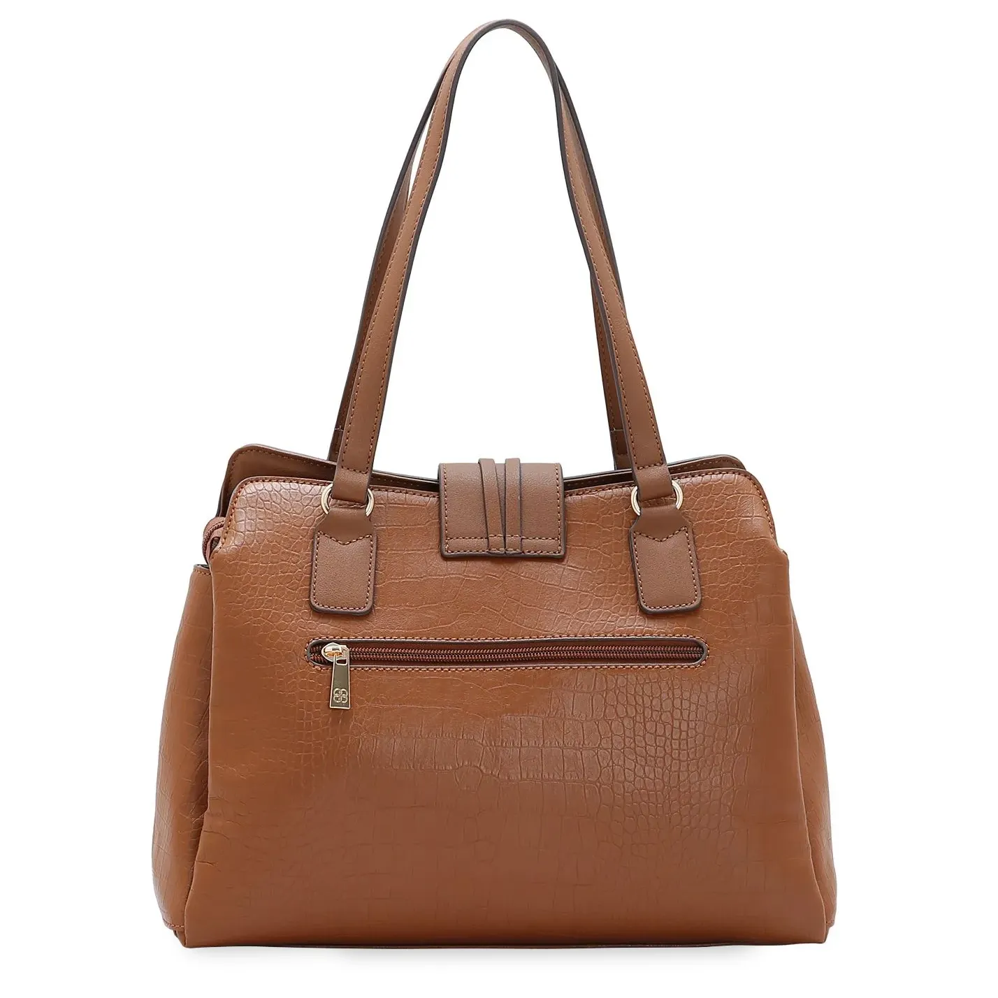 Bolsa feminina Chenson Mini Croco Tote marrom vista frontal